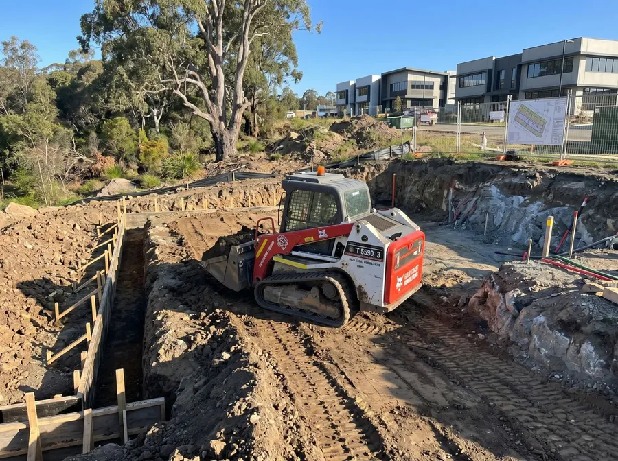 Earthmoving on a cleared block